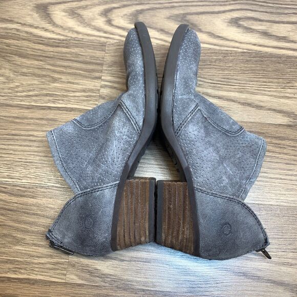 Born Boots Womens 7 M Ankle Bootie Beige Leather Distressed Back Zip F77060 - Picture 2 of 10